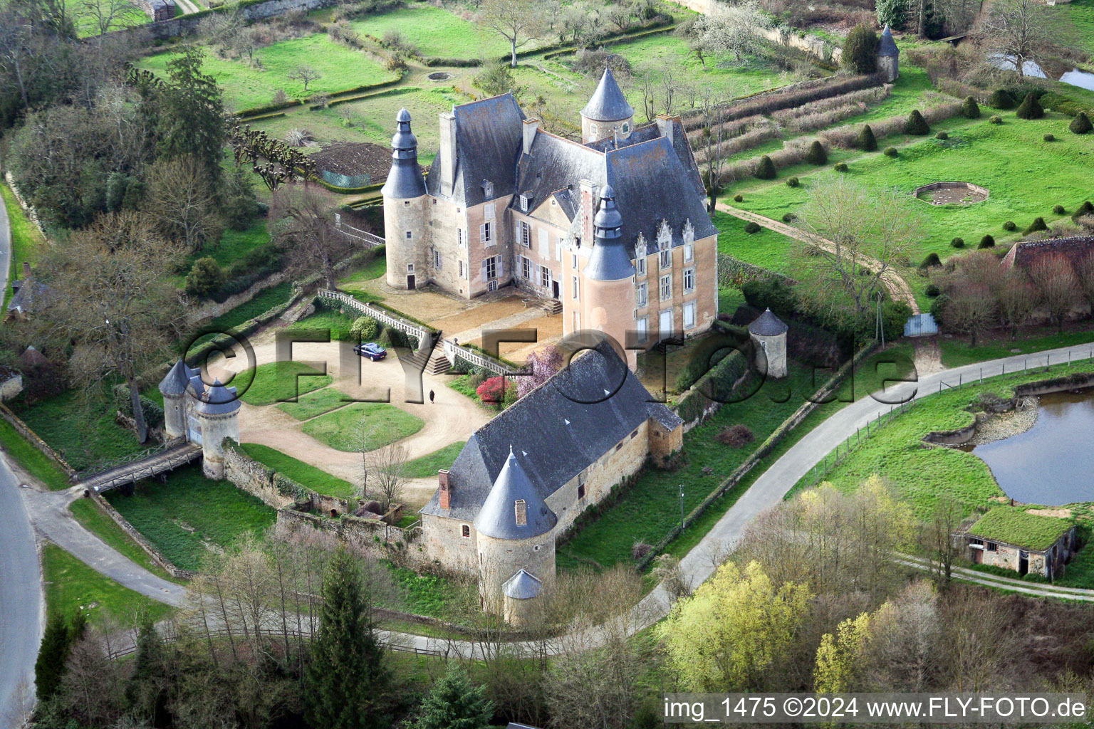 Castle complex of Le Chateau de Semur-en-Vallon in Semur-en-Vallon in the state Sarthe, France