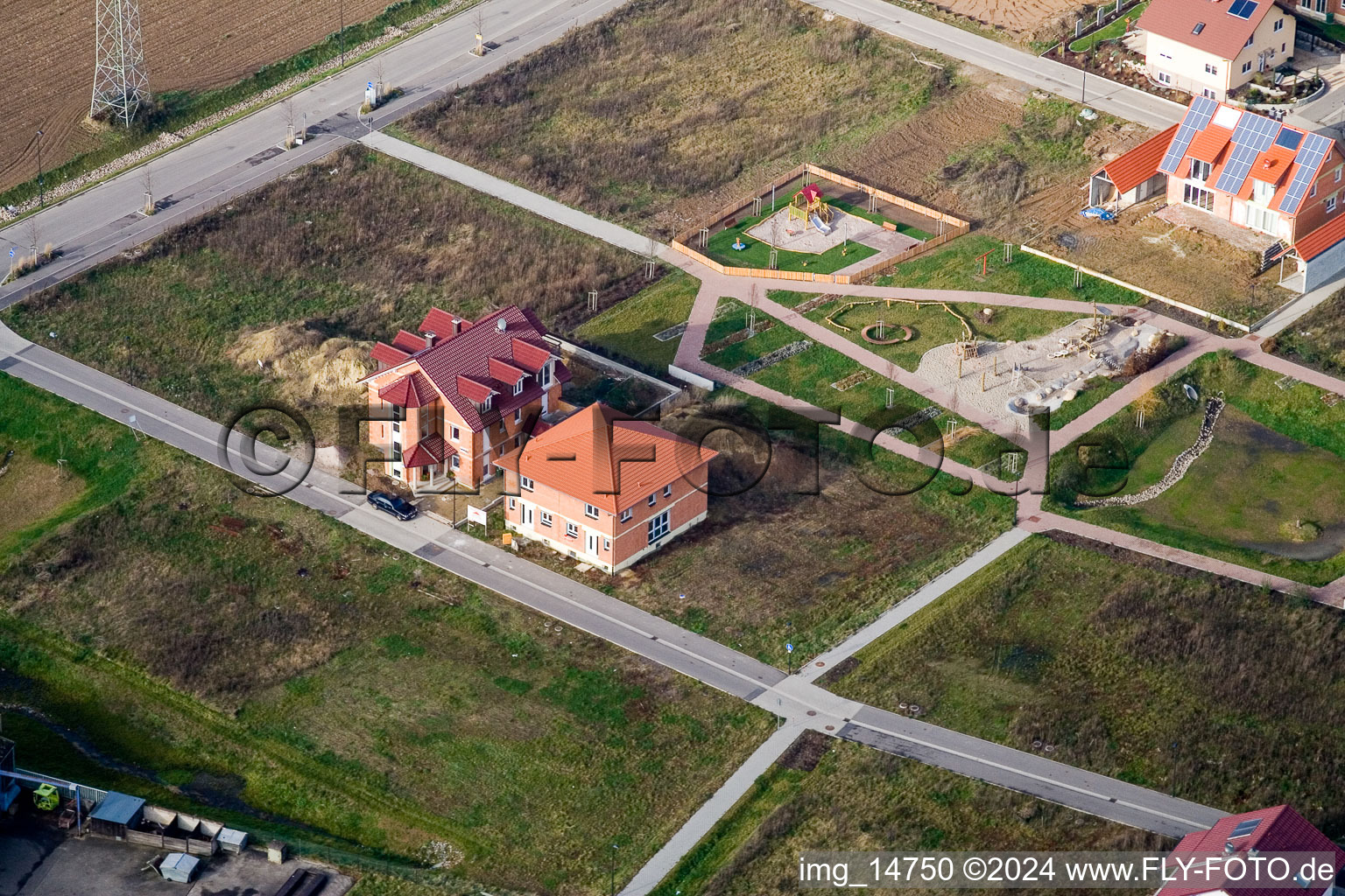 On the high path in Kandel in the state Rhineland-Palatinate, Germany from the plane