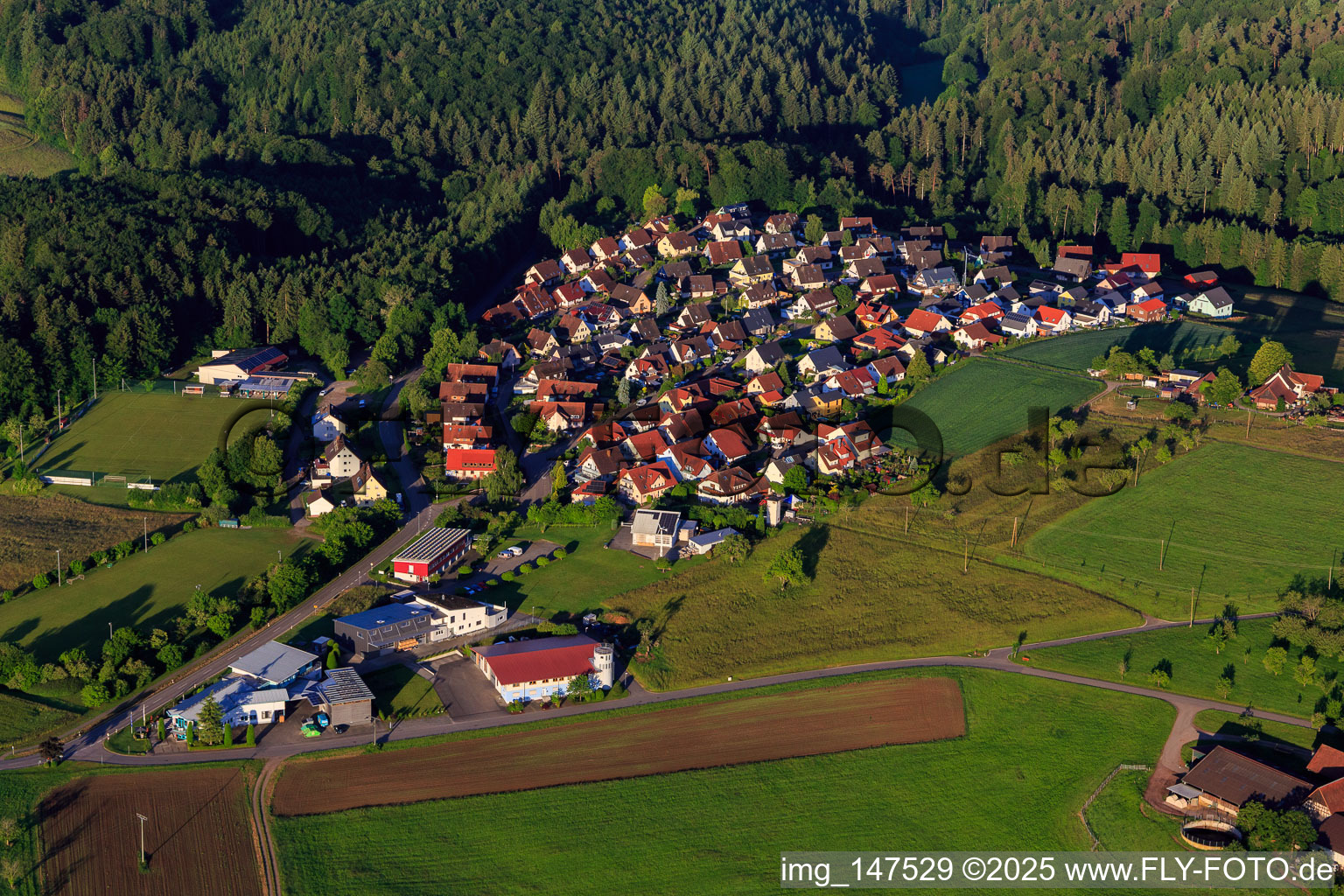 Aerial view of Hard district in the district Ottoschwanden in Freiamt in the state Baden-Wuerttemberg, Germany