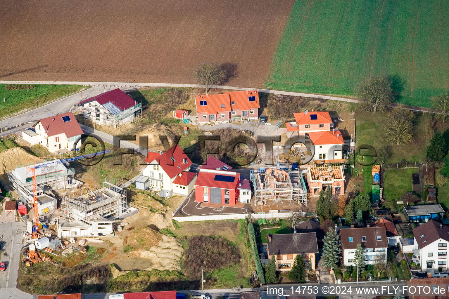 Bird's eye view of On the high path in Kandel in the state Rhineland-Palatinate, Germany