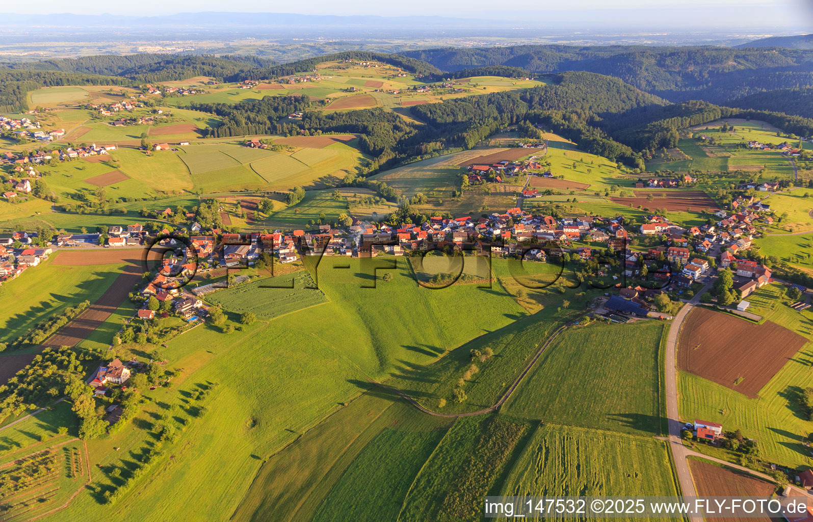 Village view from the southeast in the district Ottoschwanden in Freiamt in the state Baden-Wuerttemberg, Germany