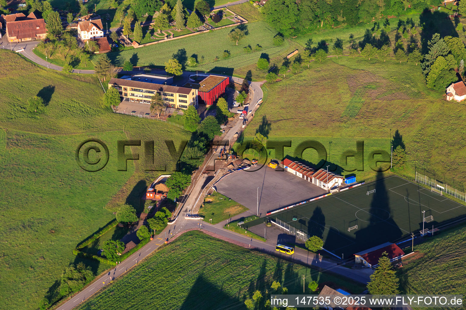 Sports field of Sg Freiamt and MOTORSPORT RACING TEAM FREIAMT eV and school center Freiamt in the district Ottoschwanden in Freiamt in the state Baden-Wuerttemberg, Germany