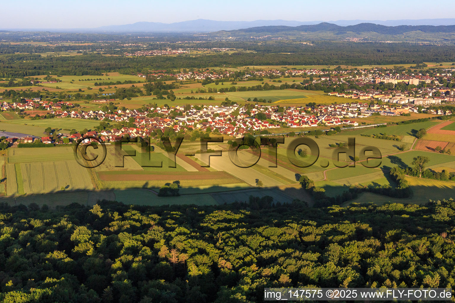 View of the town from the east in the district Kollmarsreute in Emmendingen in the state Baden-Wuerttemberg, Germany
