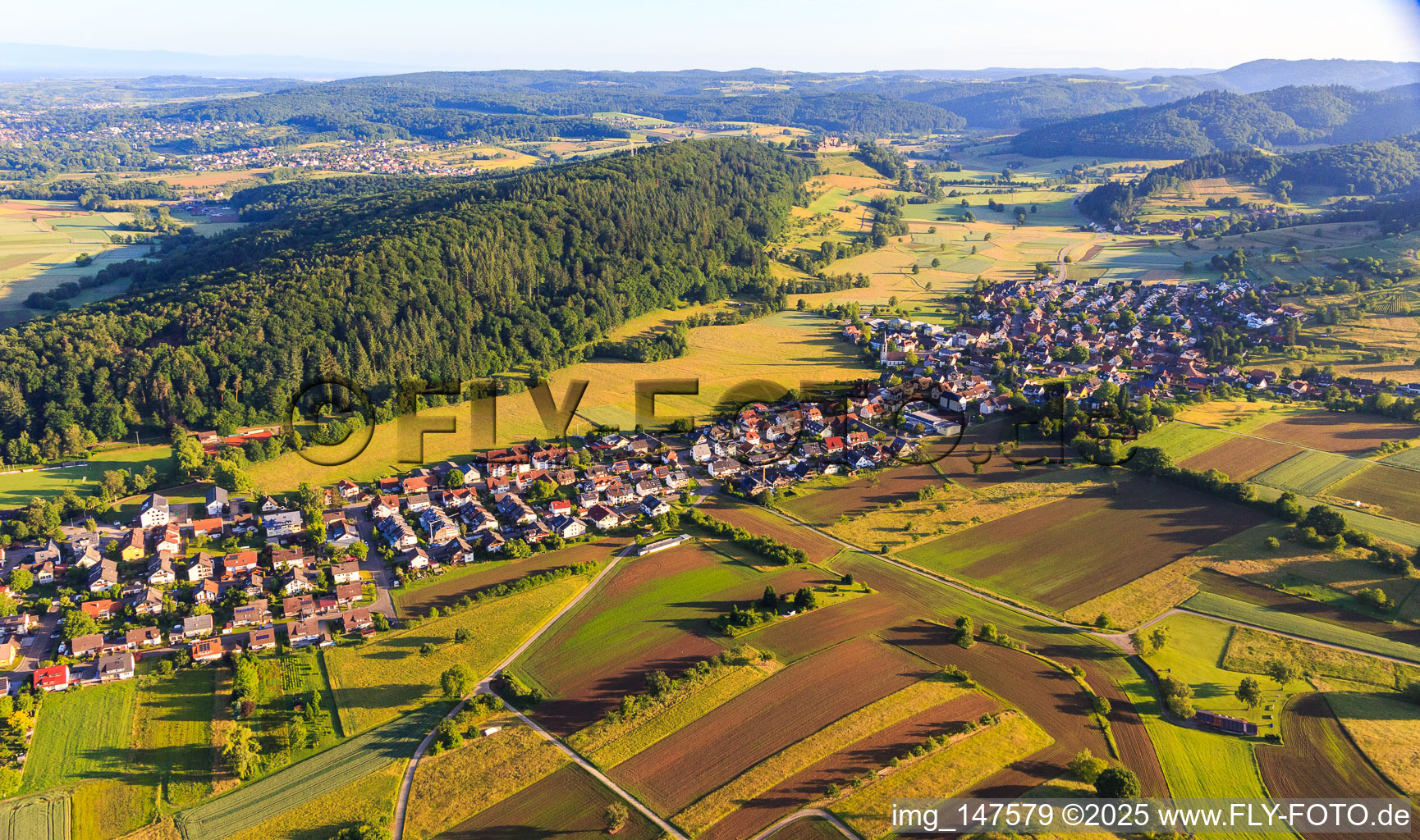 Village overview from the southeast in Sexau in the state Baden-Wuerttemberg, Germany