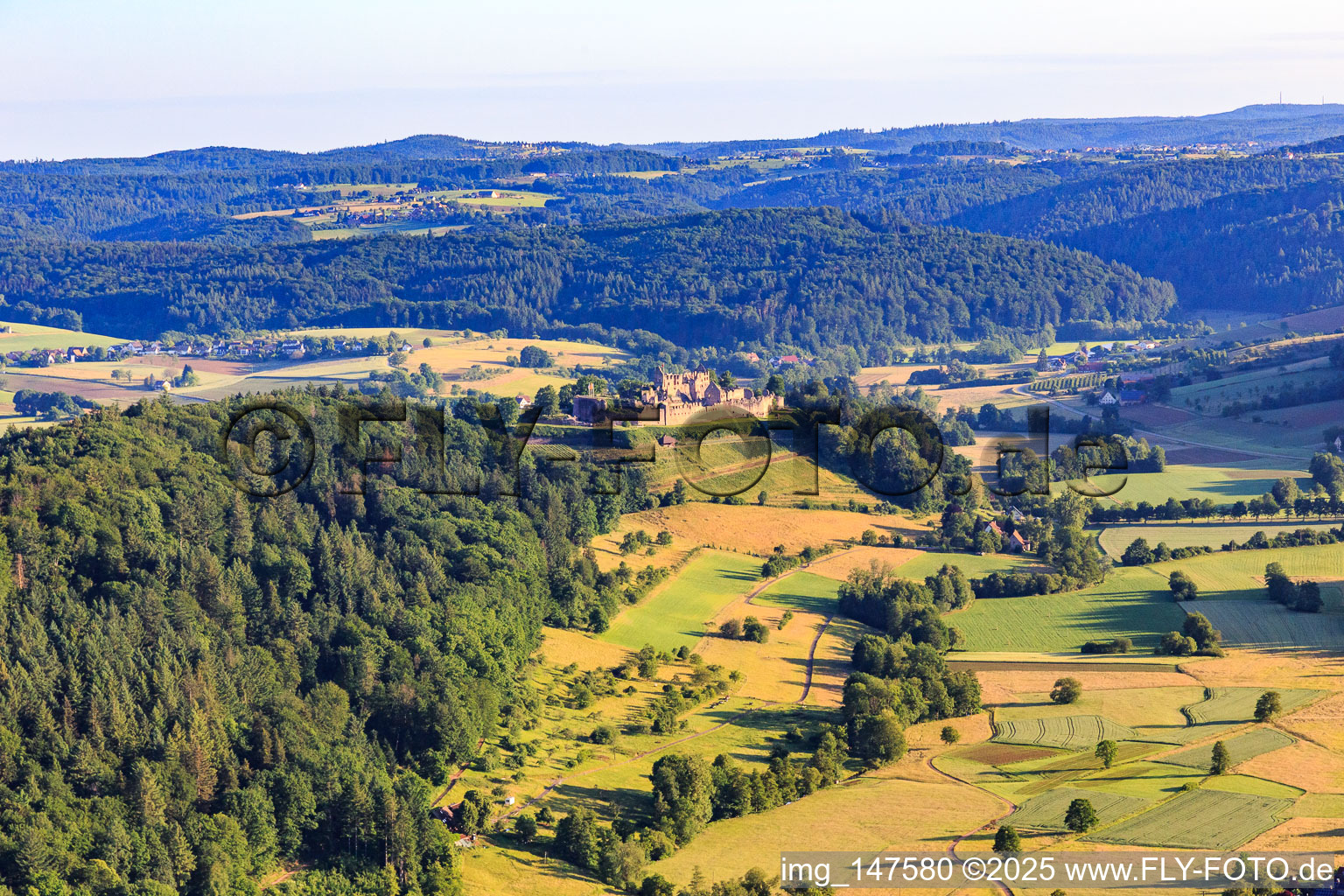 Fortress ruins Hochburg near Emmendingen from the south in the district Eberbächle in Sexau in the state Baden-Wuerttemberg, Germany