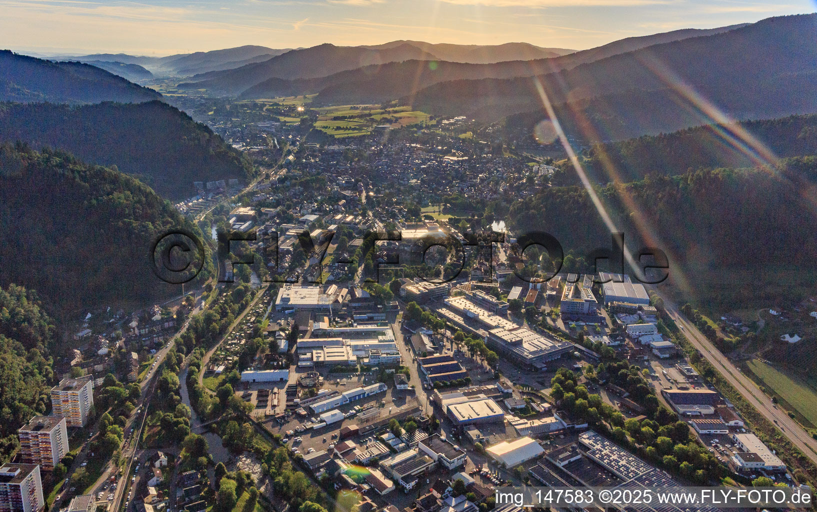 City view in the Elz Valley from the southwest in Waldkirch in the state Baden-Wuerttemberg, Germany
