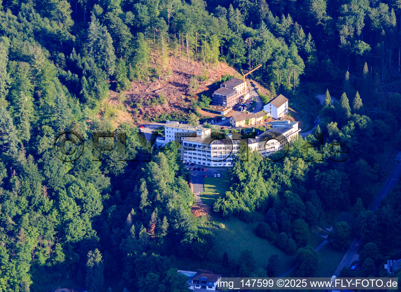 Aerial view of BDH Clinic Waldkirch gGmbH and School for Health and Nursing Assistants at the BDH Clinic Waldkirch in Waldkirch in the state Baden-Wuerttemberg, Germany