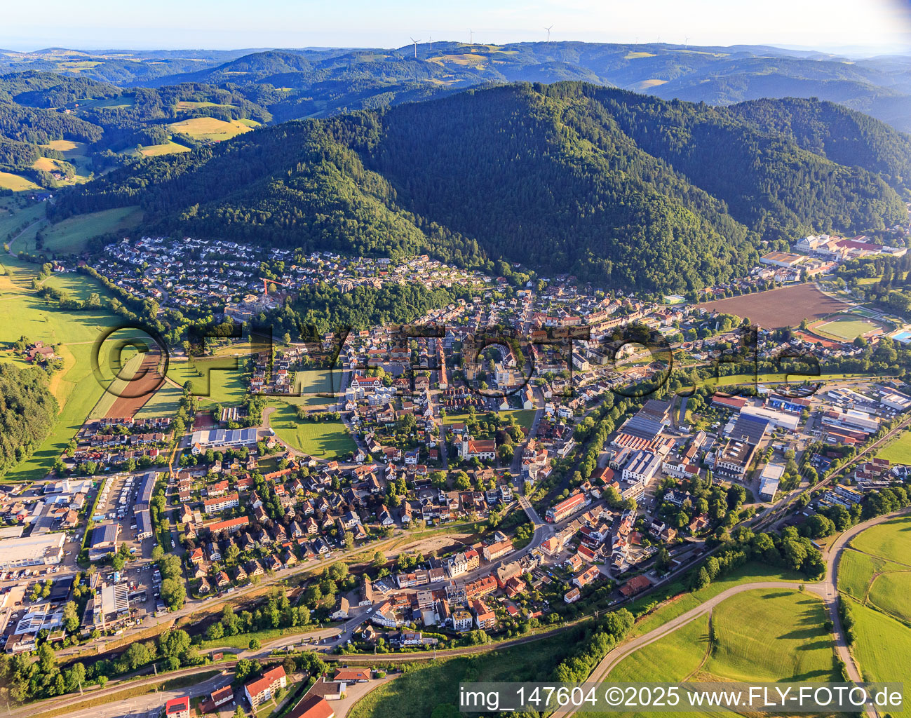 Overview of the town from the south in the district Kollnau in Waldkirch in the state Baden-Wuerttemberg, Germany