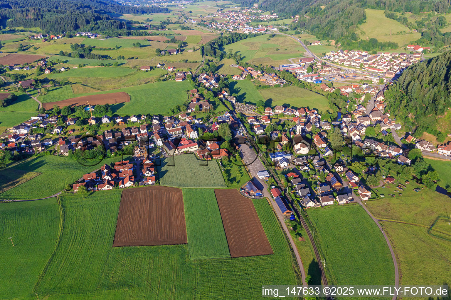 View of the Elz Valley from the northeast in the district Oberwinden in Winden im Elztal in the state Baden-Wuerttemberg, Germany