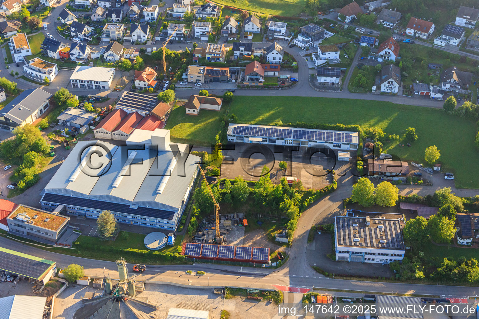 Aerial view of Werner Gießler GmbH in Elzach in the state Baden-Wuerttemberg, Germany