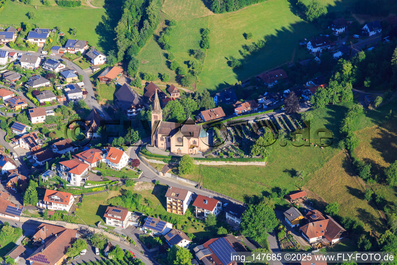 Cemetery and Church of St. Michael in Fischerbach in the state Baden-Wuerttemberg, Germany
