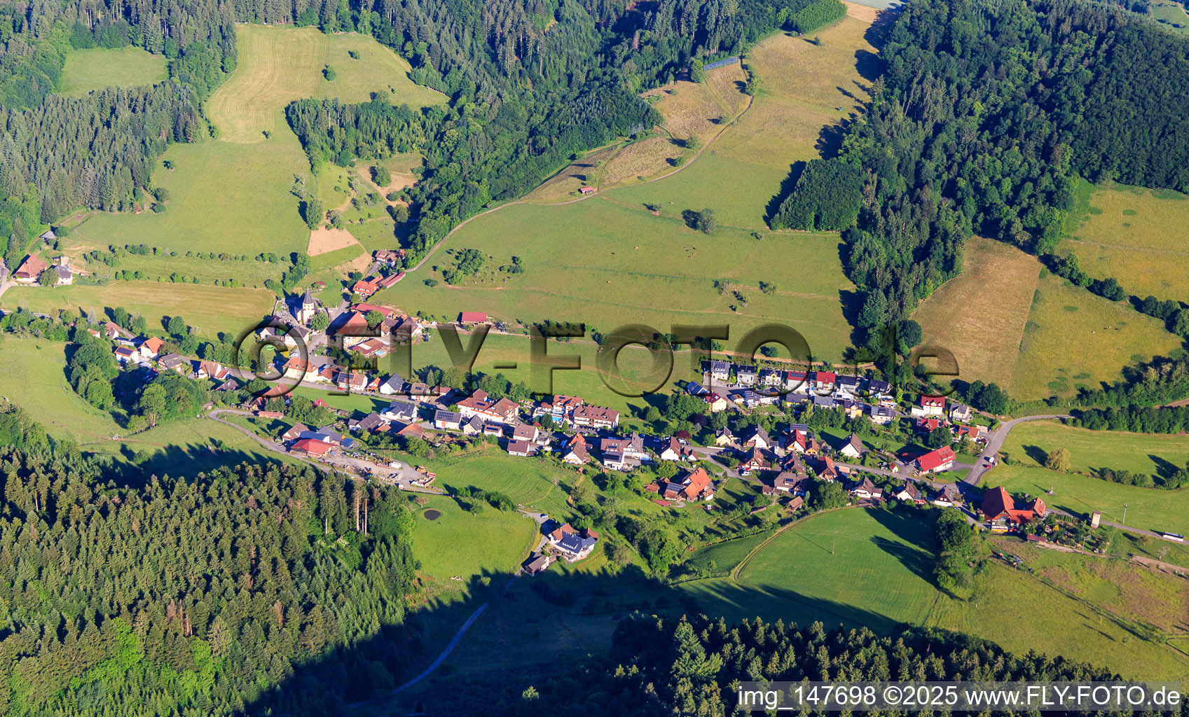 Village view from the east in the district Prinzbach in Biberach in the state Baden-Wuerttemberg, Germany