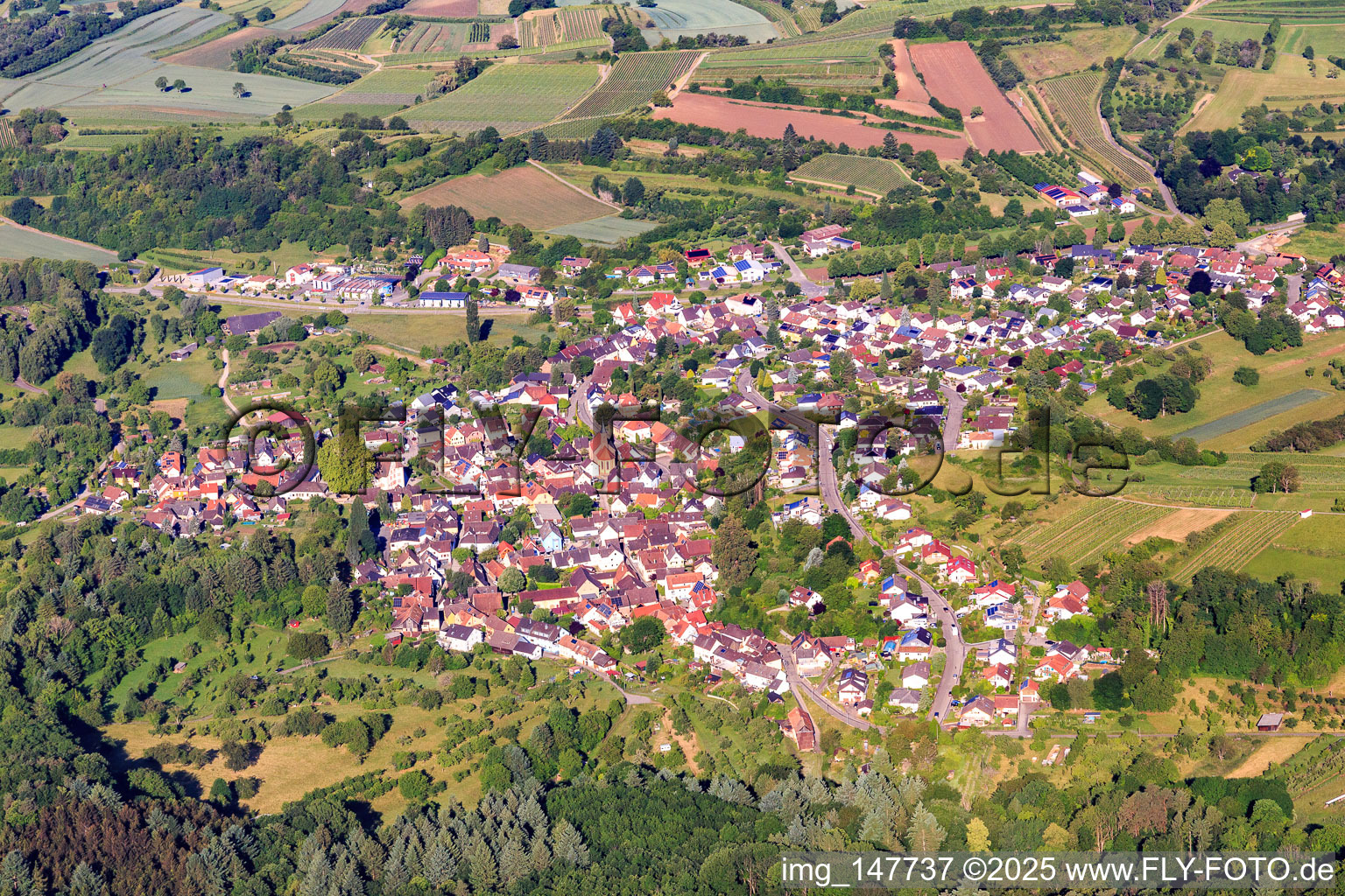 View of the town from the east in the district Schmieheim in Kippenheim in the state Baden-Wuerttemberg, Germany