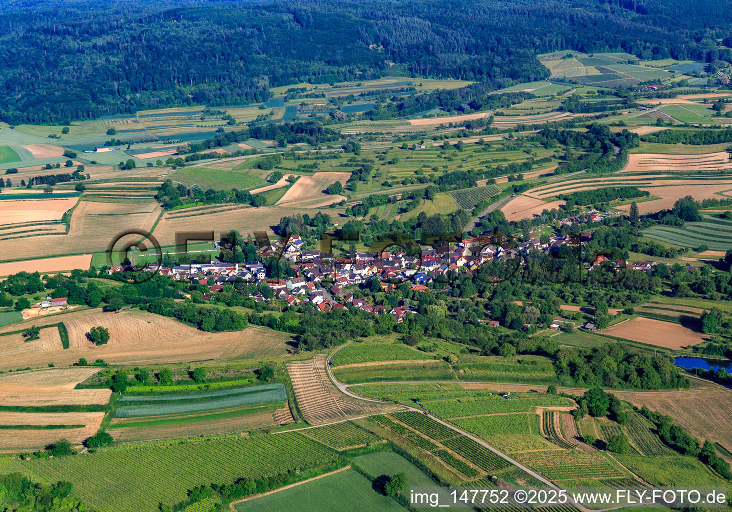 Village view from the northwest in the district Ettenheimweiler in Ettenheim in the state Baden-Wuerttemberg, Germany