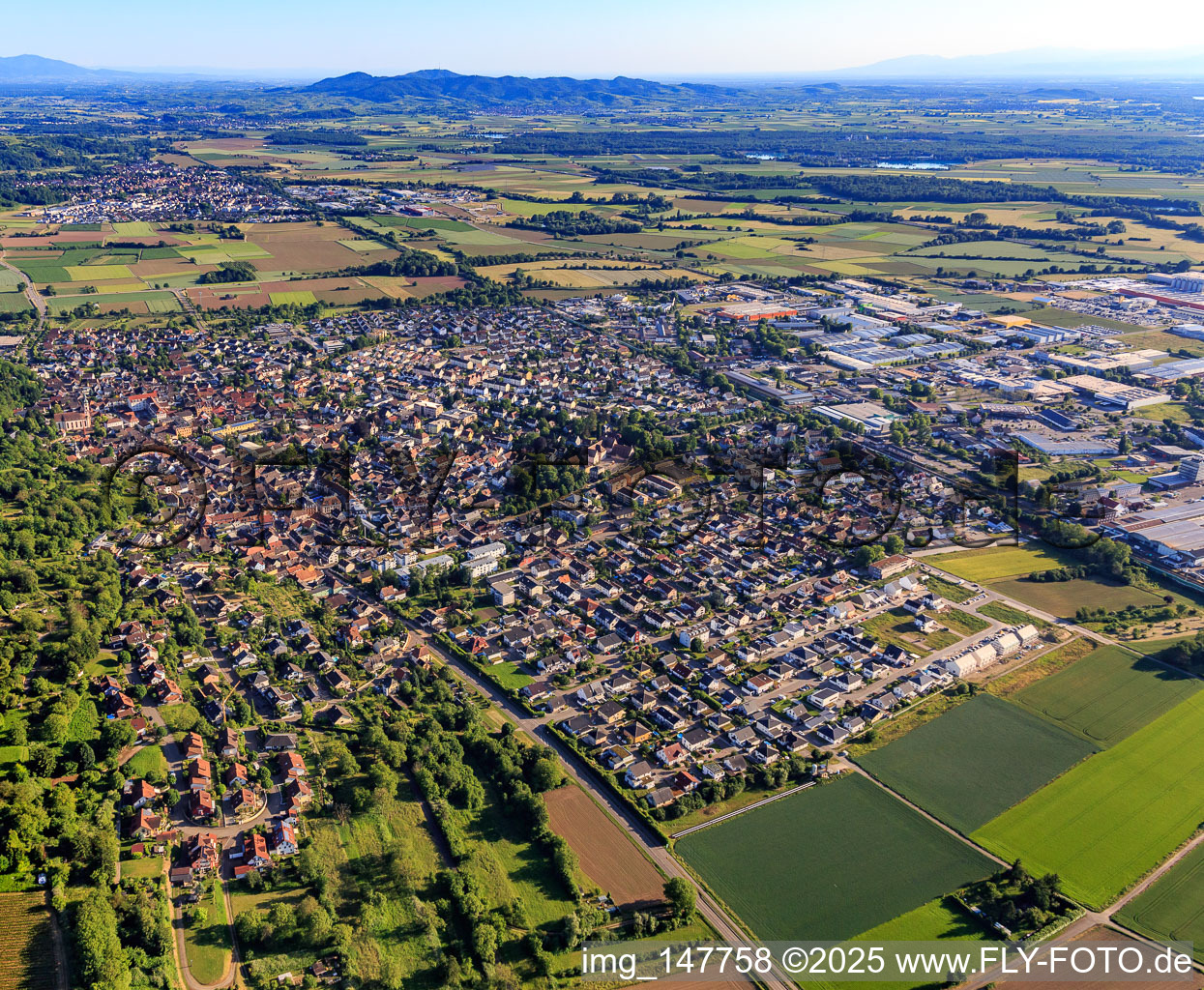 City view from the north in Herbolzheim in the state Baden-Wuerttemberg, Germany