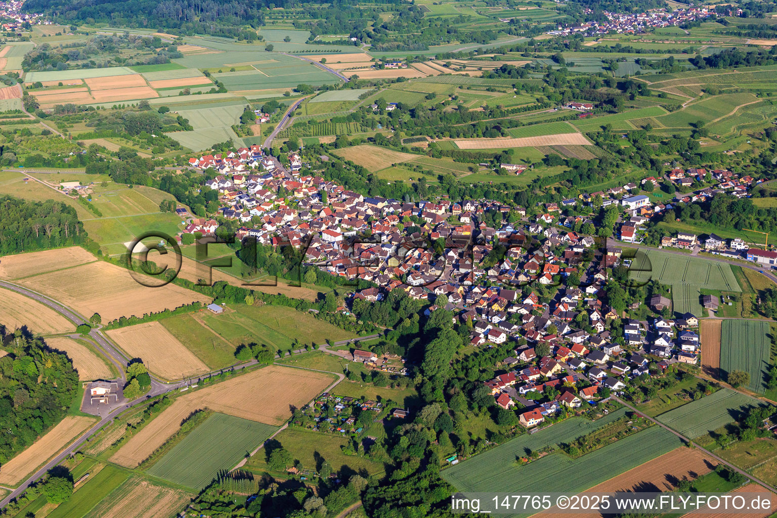 View from the north in the district Wagenstadt in Herbolzheim in the state Baden-Wuerttemberg, Germany
