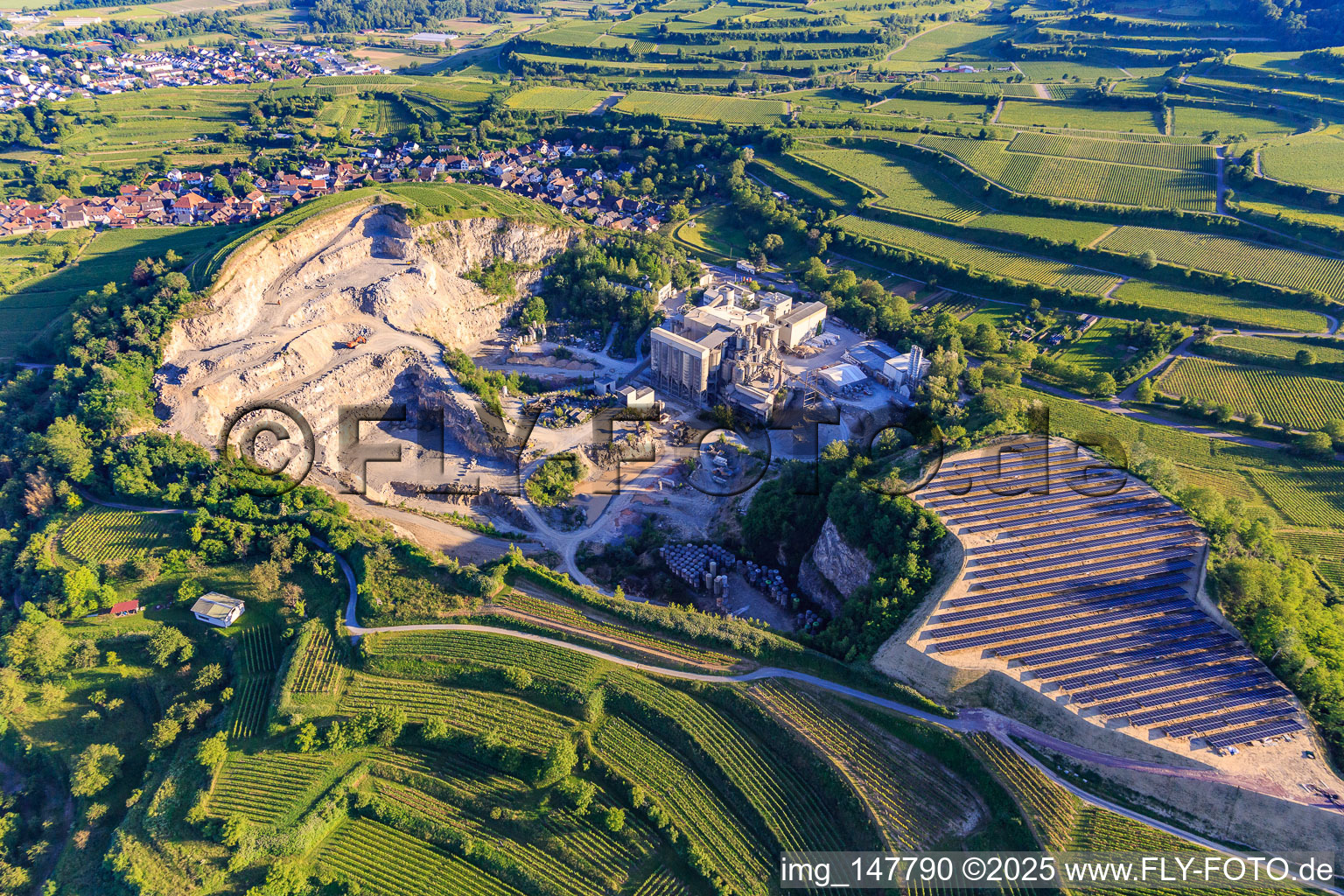 Aerial view of Quarry Bötzingen of HANS G. HAURI KG Mineralstoffwerke in the district Oberschaffhausen in Bötzingen in the state Baden-Wuerttemberg, Germany