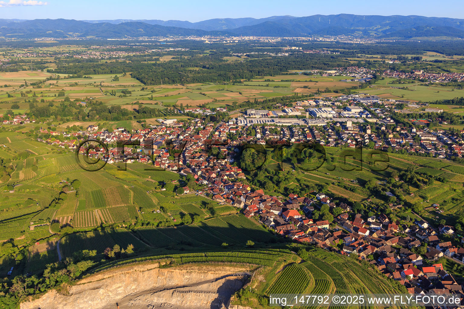View from the north in the district Oberschaffhausen in Bötzingen in the state Baden-Wuerttemberg, Germany