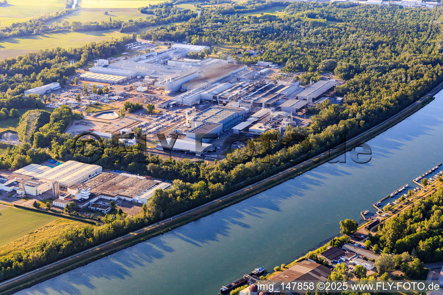Rhenaroll SA and CONSTELLIUM on the banks of the Rhine in Biesheim in the state Haut-Rhin, France