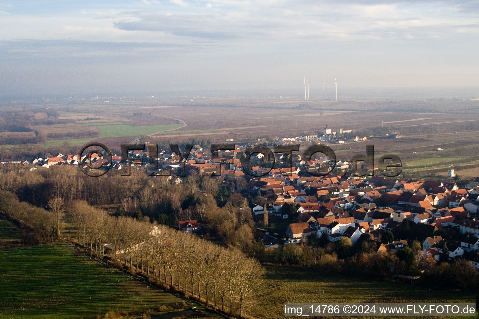 Drone recording of Winden in the state Rhineland-Palatinate, Germany