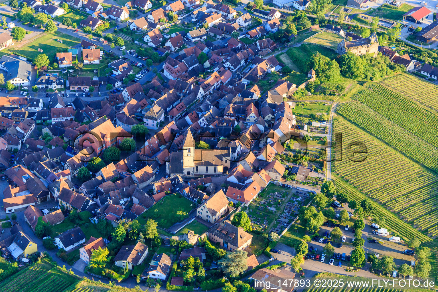 Church of St. Pankratius and Cemetery in the district Burkheim in Vogtsburg im Kaiserstuhl in the state Baden-Wuerttemberg, Germany