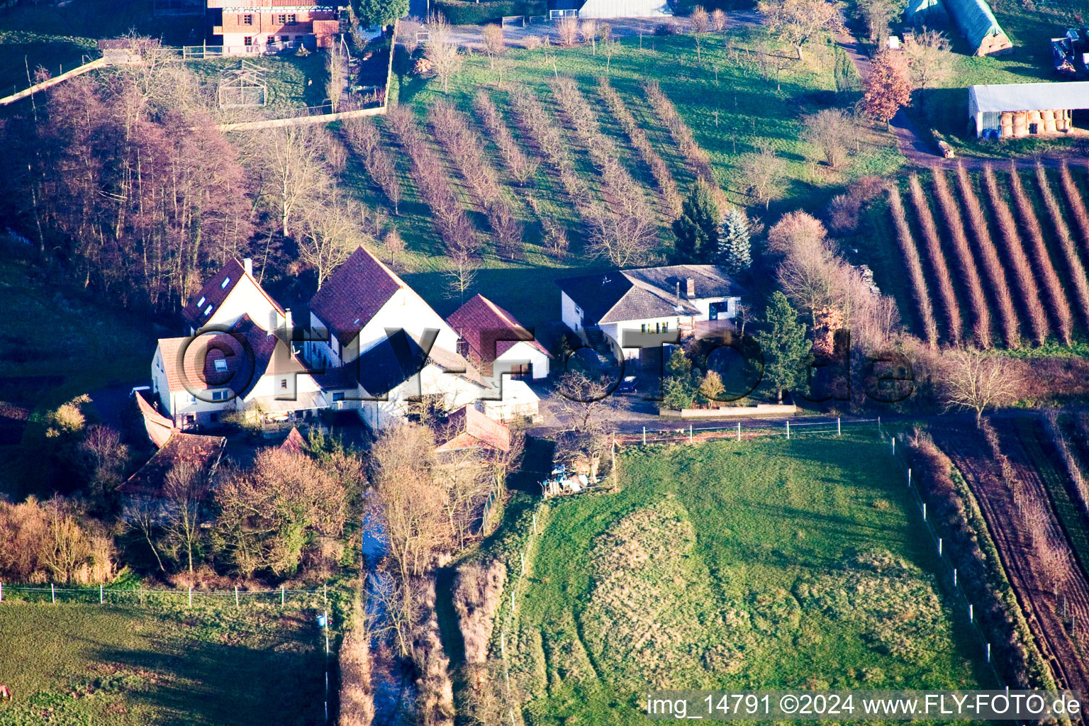 Aerial view of Winden Mill in Winden in the state Rhineland-Palatinate, Germany