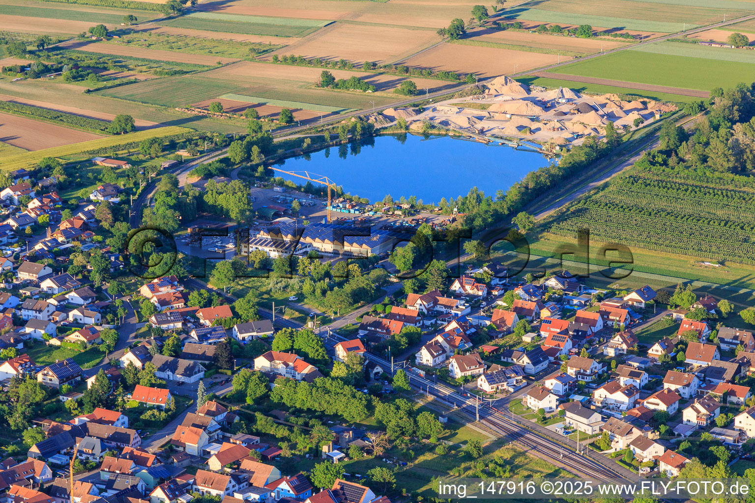 AMANN GmbH at the gravel pit Sasbach am Kaiserstuhl in Sasbach am Kaiserstuhl in the state Baden-Wuerttemberg, Germany