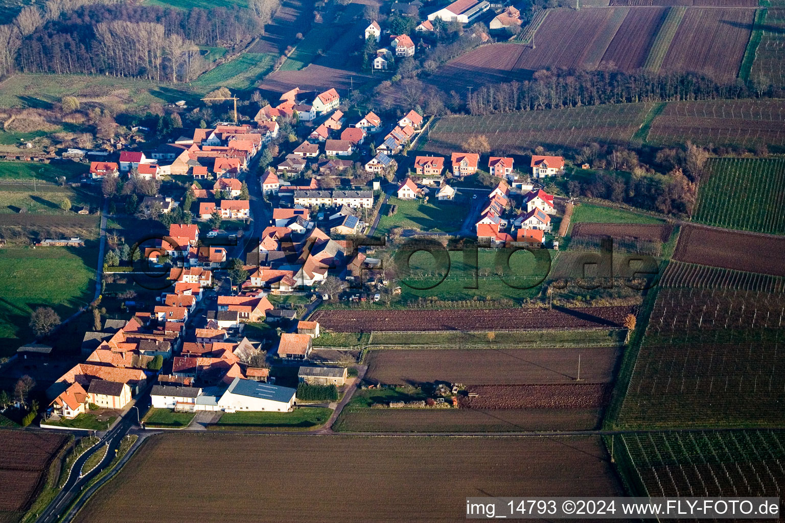 Drone recording of Hergersweiler in the state Rhineland-Palatinate, Germany