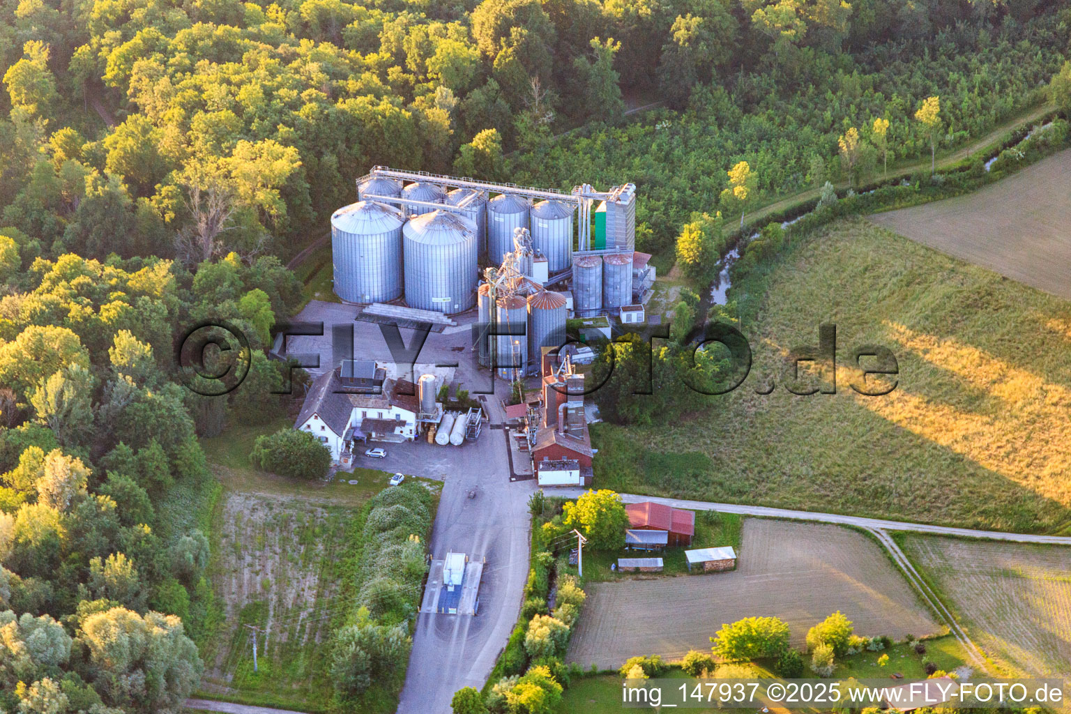 ZG Raiffeisen grain silo in Wyhl am Kaiserstuhl in the state Baden-Wuerttemberg, Germany
