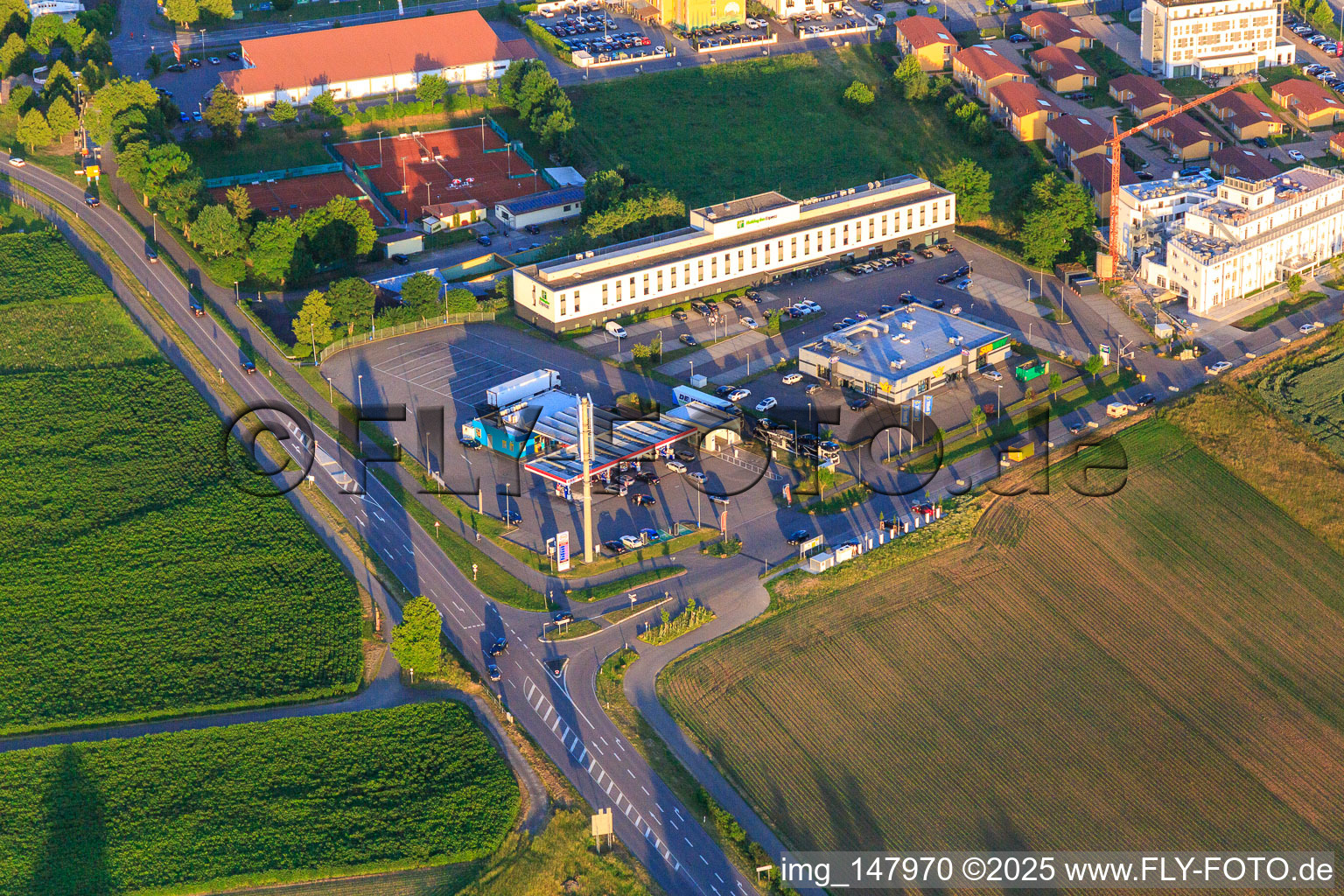 ESSO gas station at the Holiday Inn Express Hotel Ringsheim in Ringsheim in the state Baden-Wuerttemberg, Germany
