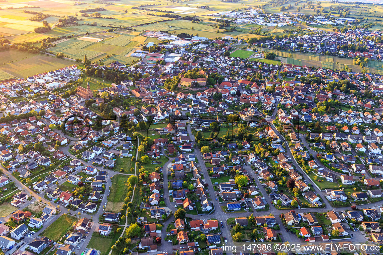 City view from the south in Mahlberg in the state Baden-Wuerttemberg, Germany