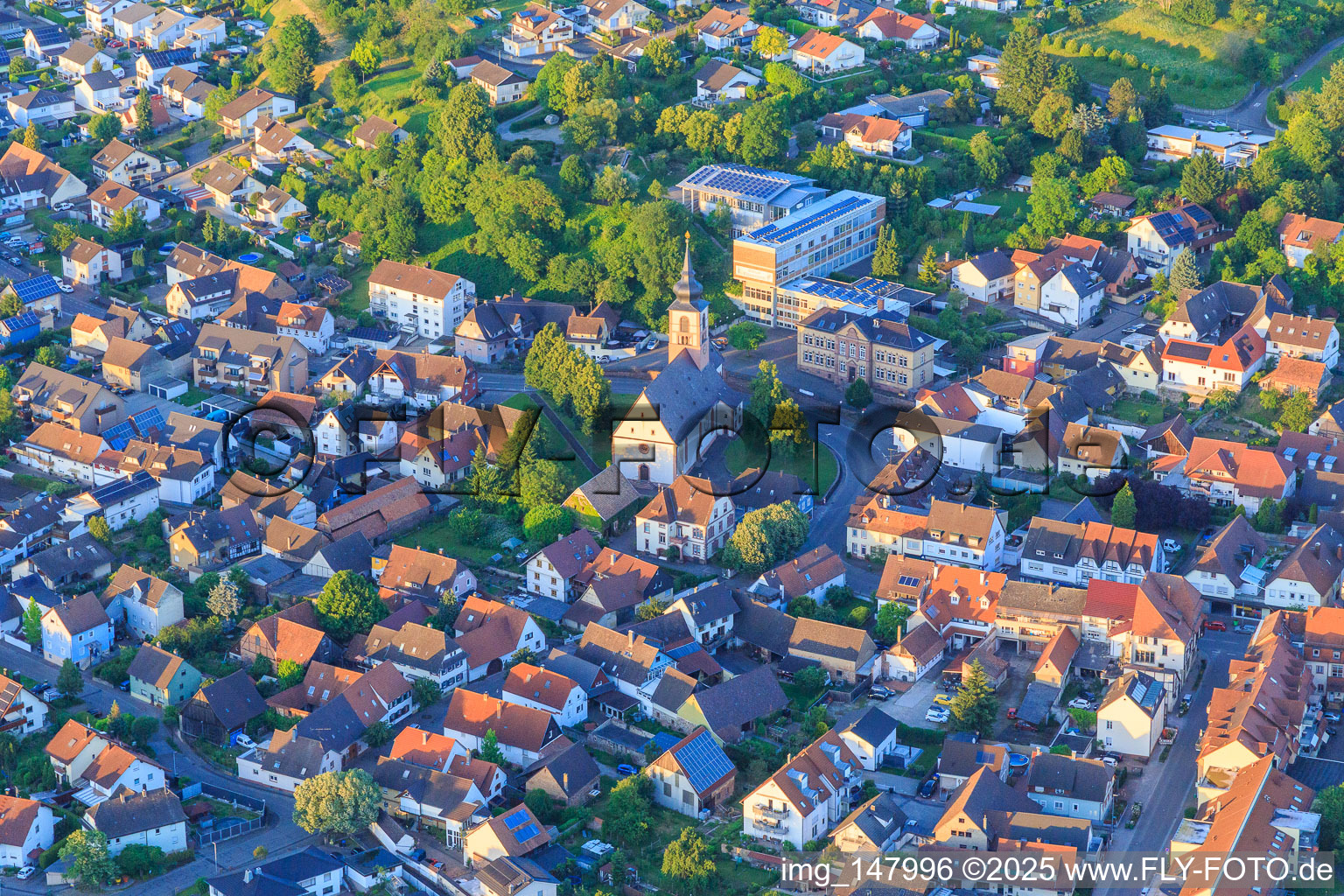 Peace Church and Primary and Secondary School in Kippenheim in the state Baden-Wuerttemberg, Germany
