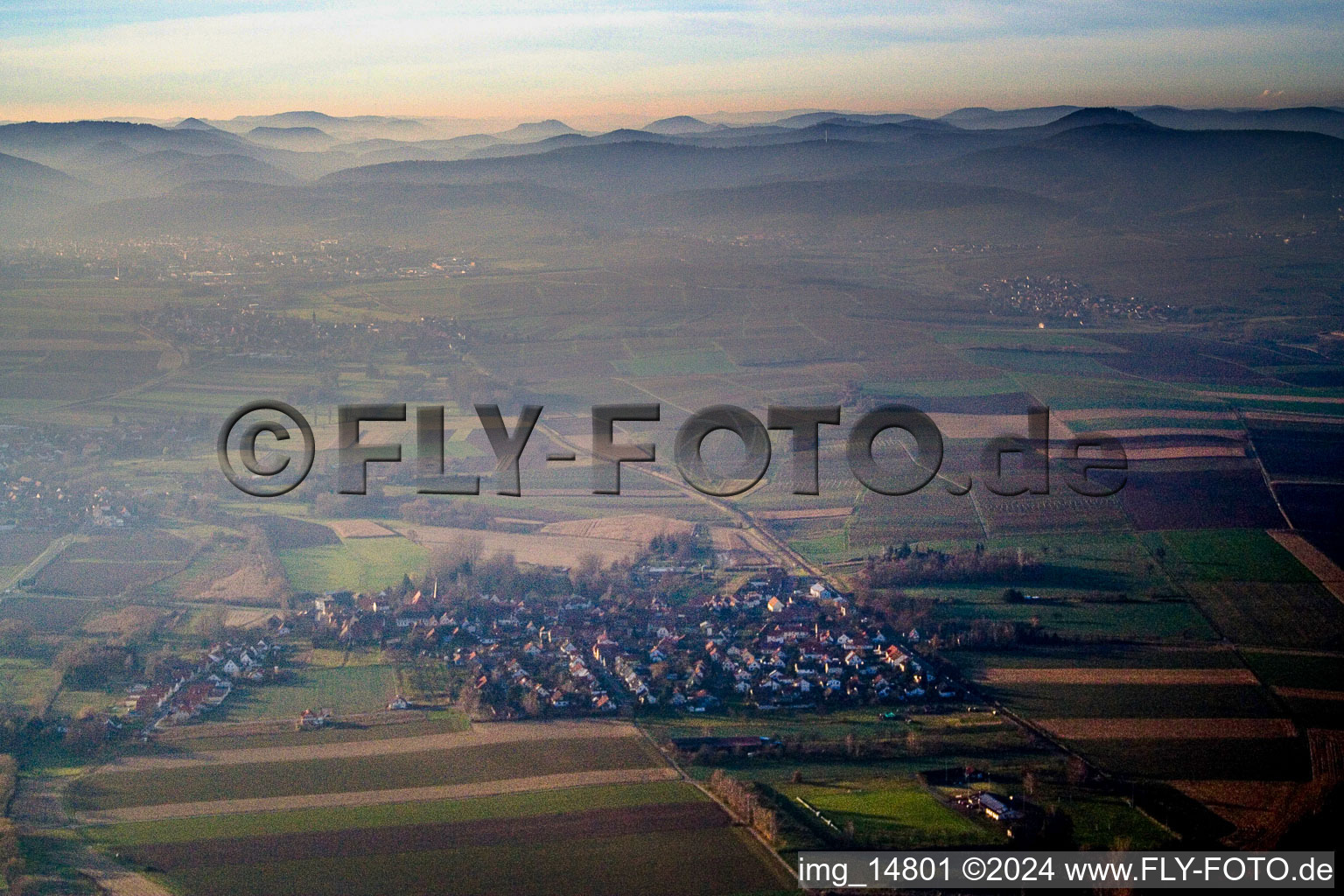 Aerial view of Village view in Barbelroth in the state Rhineland-Palatinate, Germany