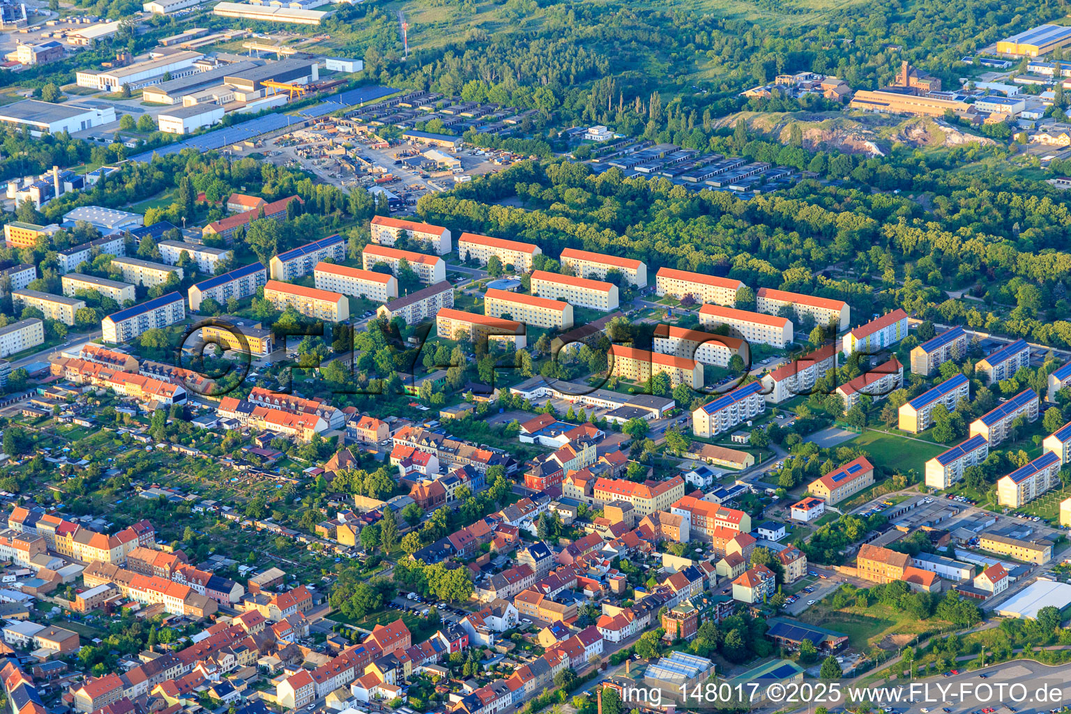 Prefabricated housing estate on Halberstädter Straße in Aschersleben in the state Saxony-Anhalt, Germany