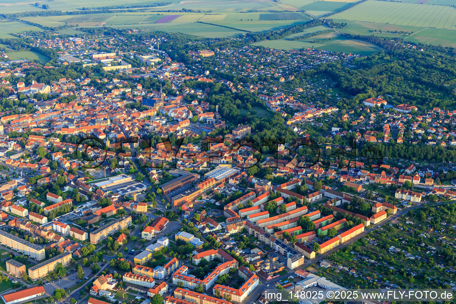 High Street from the northwest in Aschersleben in the state Saxony-Anhalt, Germany