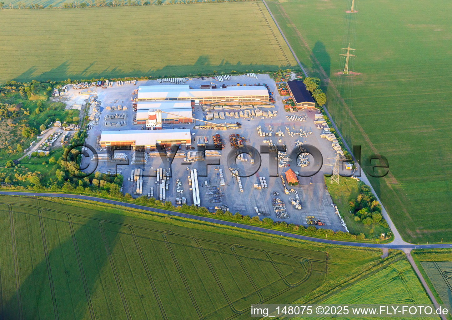 Aerial photograpy of BERDING CONCRETE GmbH in the district Badeborn in Ballenstedt in the state Saxony-Anhalt, Germany