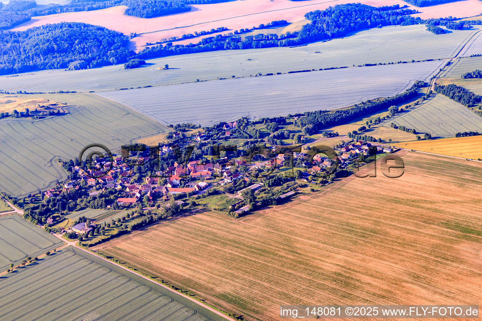 Village view from the north in the district Ulzigerode in Arnstein in the state Saxony-Anhalt, Germany