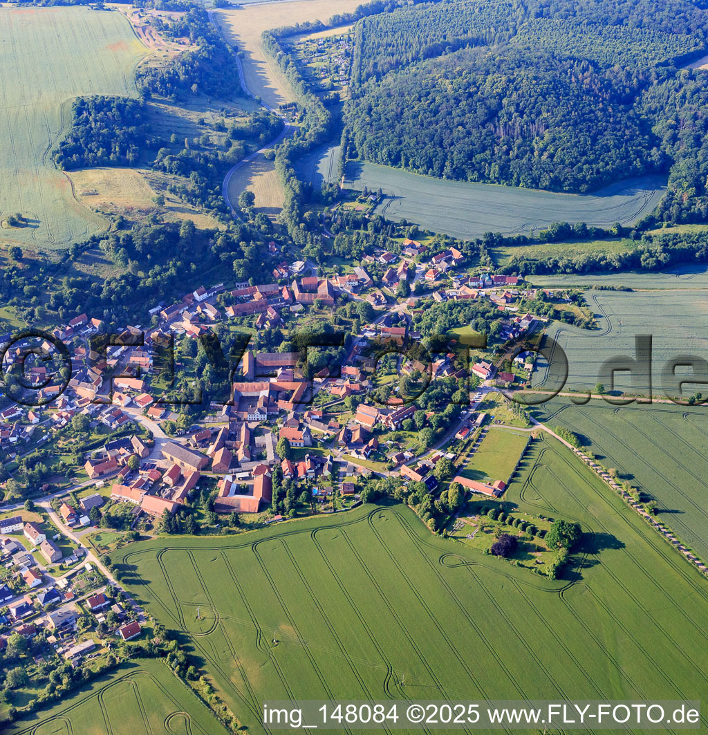 Village view from the northwest in the district Alterode in Arnstein in the state Saxony-Anhalt, Germany