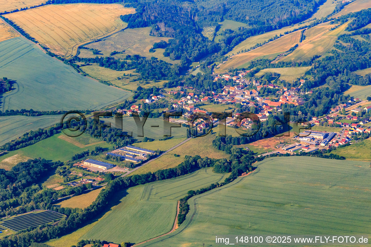 Village view from the northeast in the district Vatterode in Mansfeld in the state Saxony-Anhalt, Germany