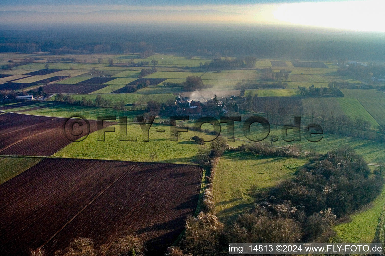 Schaidt Mill in the district Schaidt in Wörth am Rhein in the state Rhineland-Palatinate, Germany seen from above