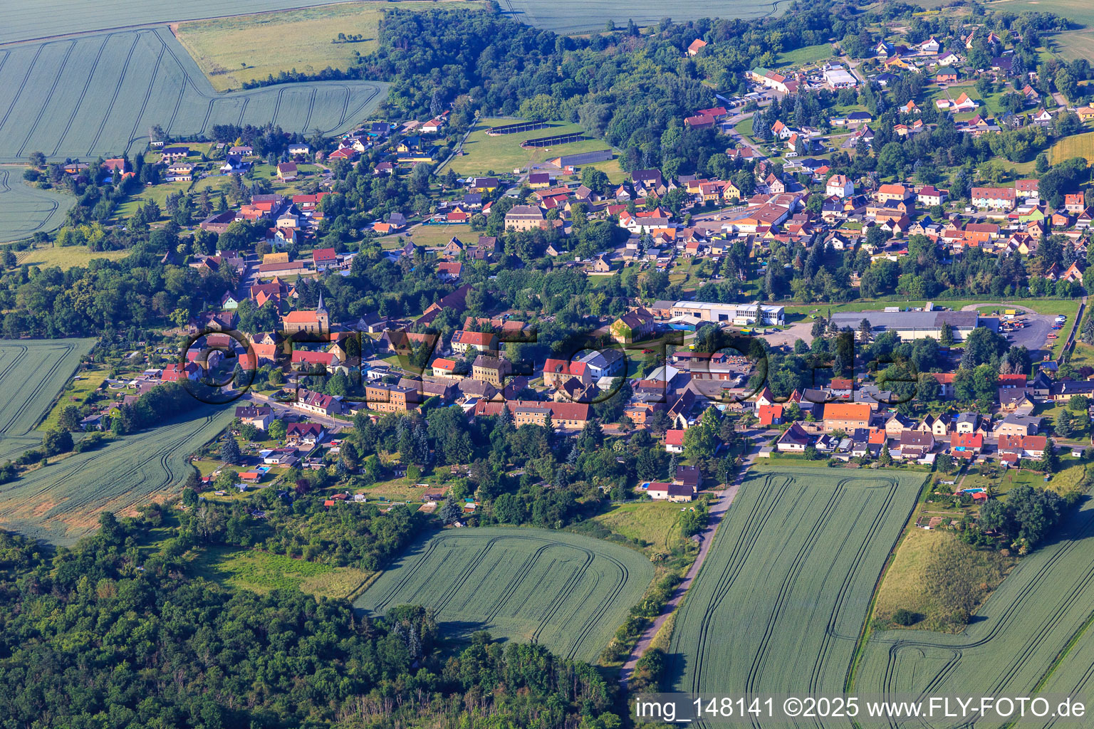 Village view from the north in the district Volkstedt in Eisleben in the state Saxony-Anhalt, Germany