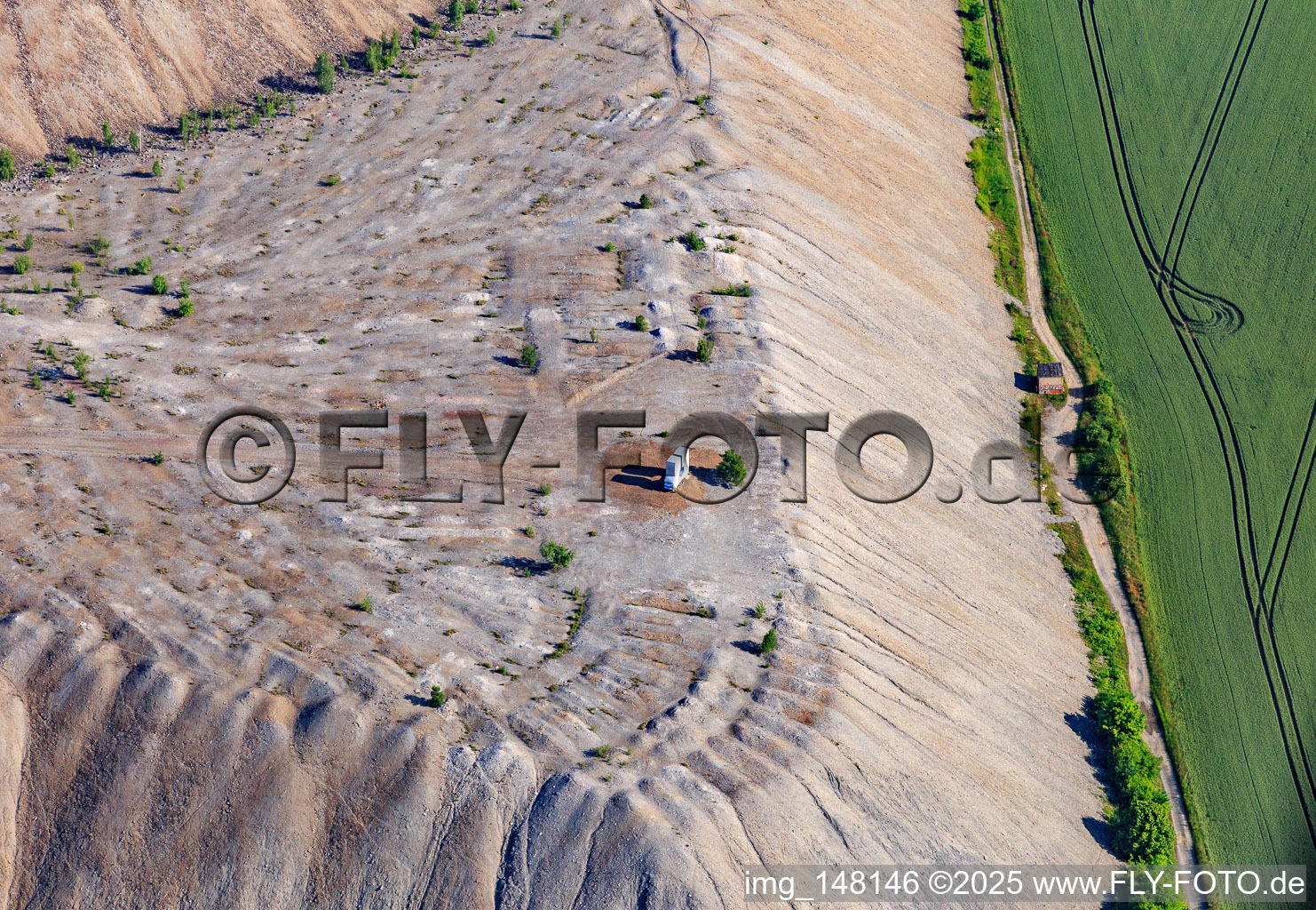 Aerial view of Pyramid of the Mansfelder Land - slate dump from the southeast in the district Hübitz in Gerbstedt in the state Saxony-Anhalt, Germany