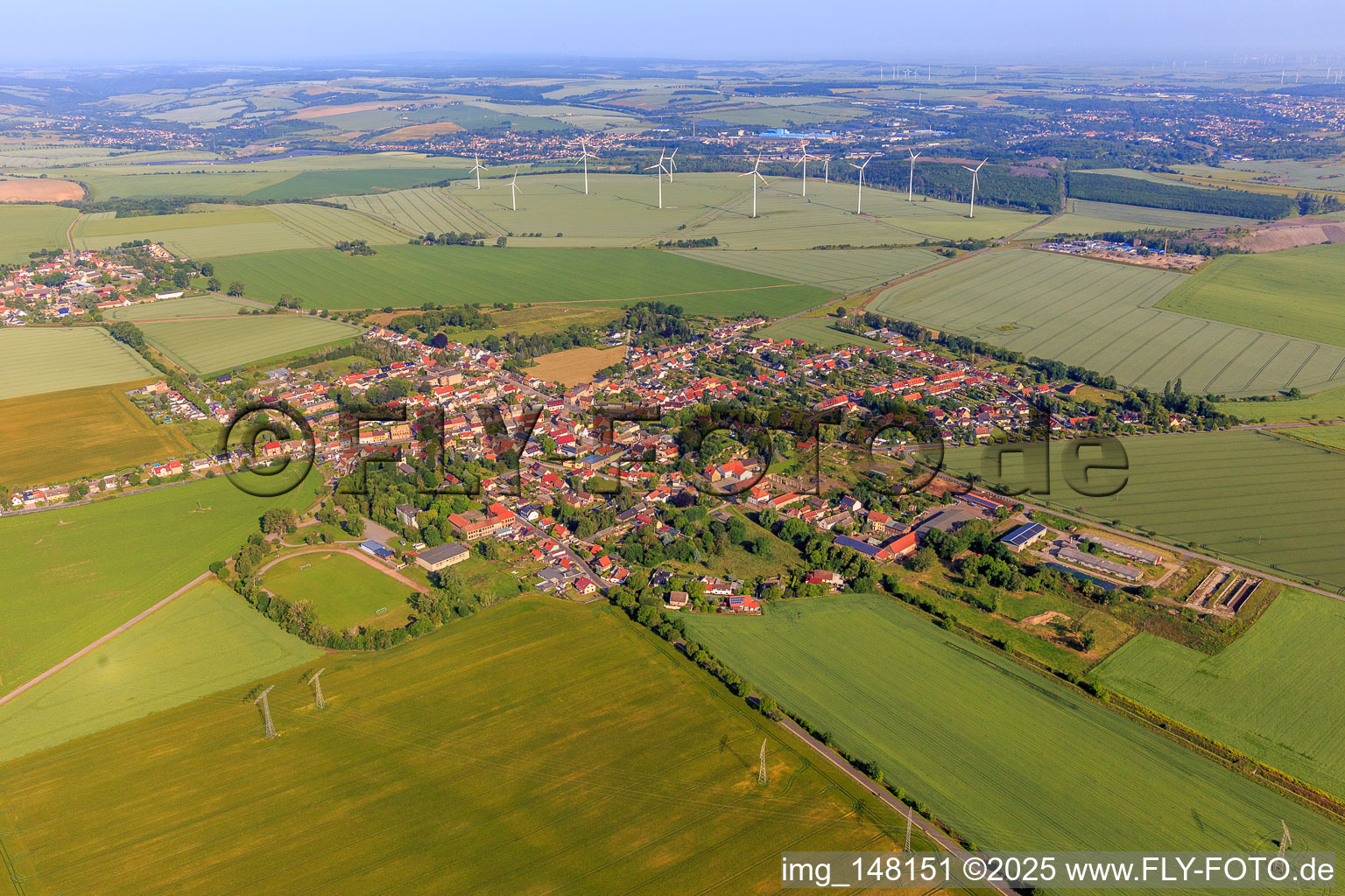 Village view from the southeast with in the district Siersleben in Gerbstedt in the state Saxony-Anhalt, Germany
