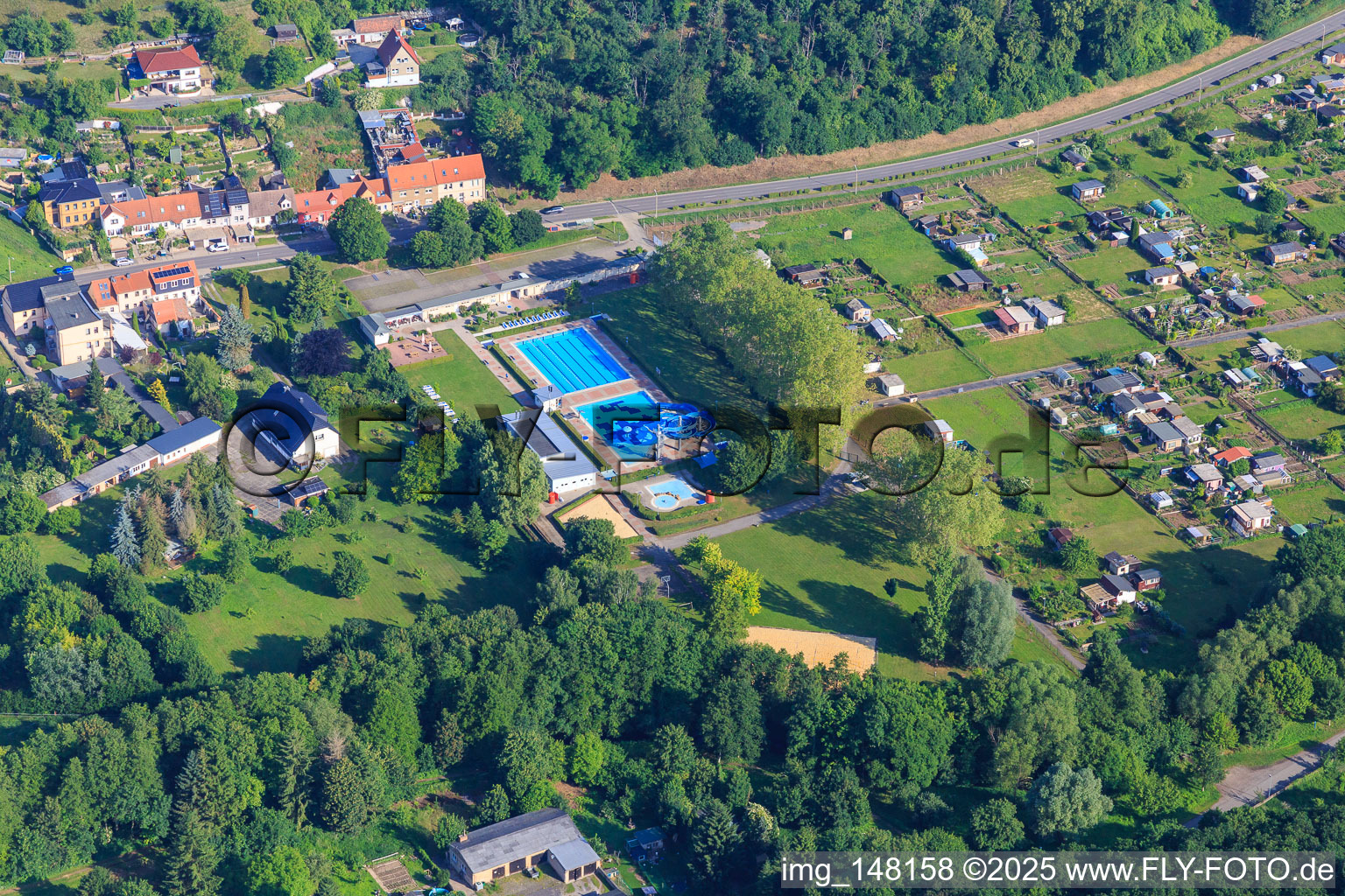 Outdoor pool in the district Kupferberg in Hettstedt in the state Saxony-Anhalt, Germany