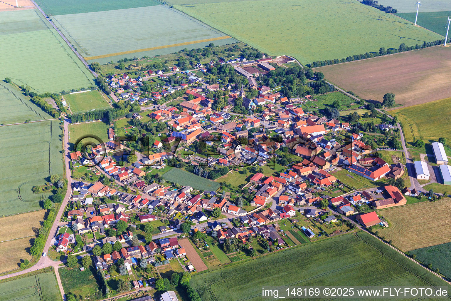 Village view from the southeast in the district Arnstedt in Arnstein in the state Saxony-Anhalt, Germany