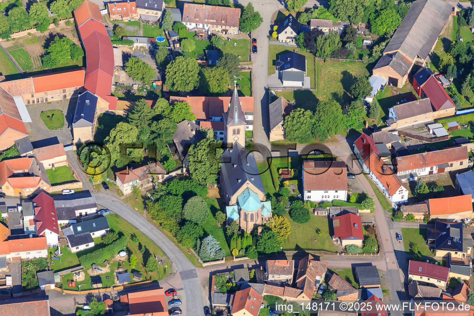 Church of St. Mauritius in the village center in the district Arnstedt in Arnstein in the state Saxony-Anhalt, Germany