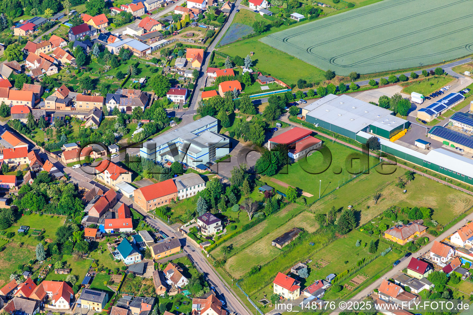 Elementary School "Einetal Vorharz" and Poultry Farm Welbsleben in the district Welbsleben in Arnstein in the state Saxony-Anhalt, Germany