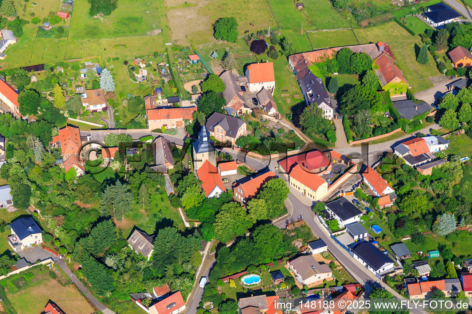 St. Andreas Church in the village center in the district Sinsleben in Falkenstein in the state Saxony-Anhalt, Germany