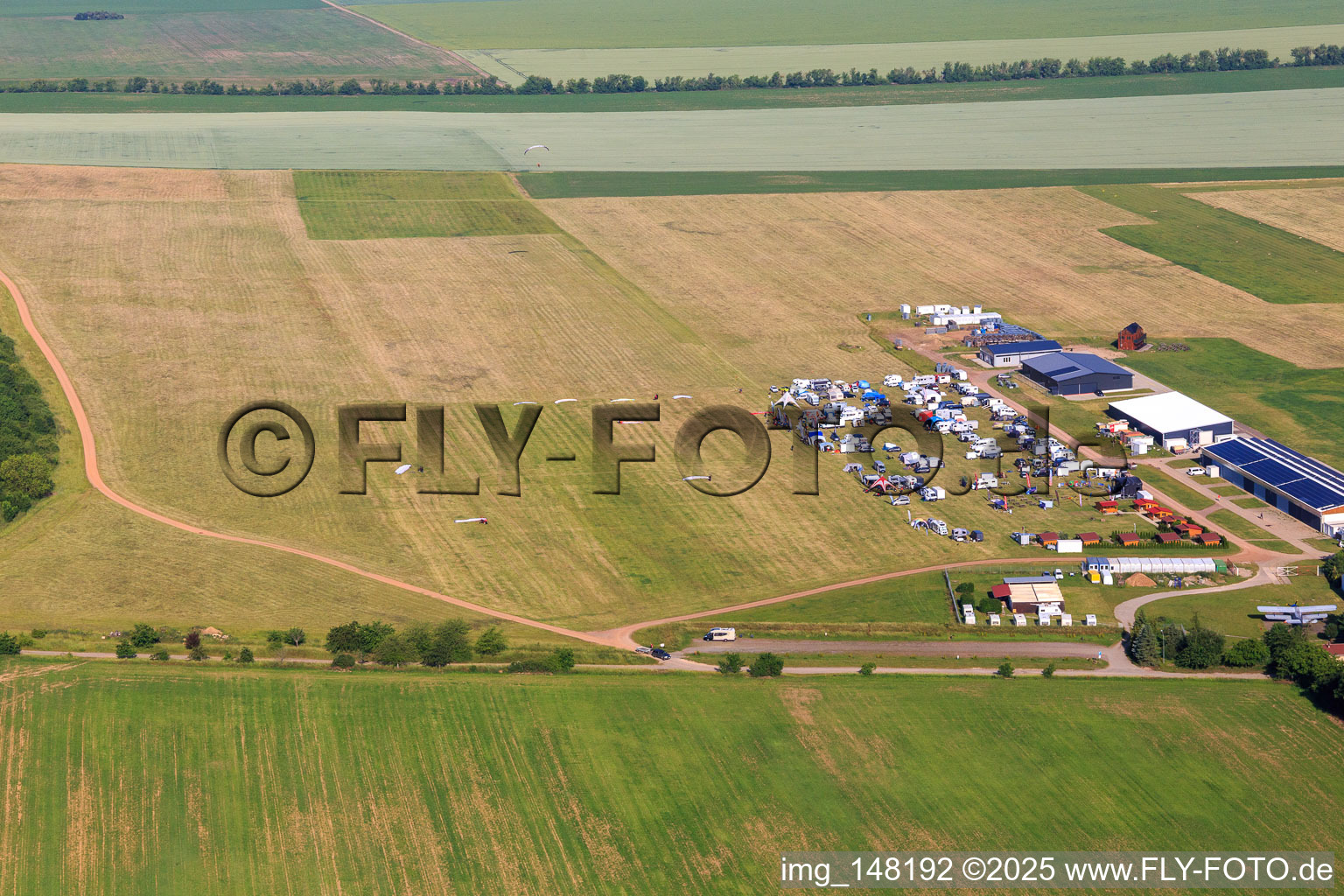 Aerial view of Airport Commercial Airfield Ballenstedt/Quedlinburg in the district Asmusstedt in Ballenstedt in the state Saxony-Anhalt, Germany