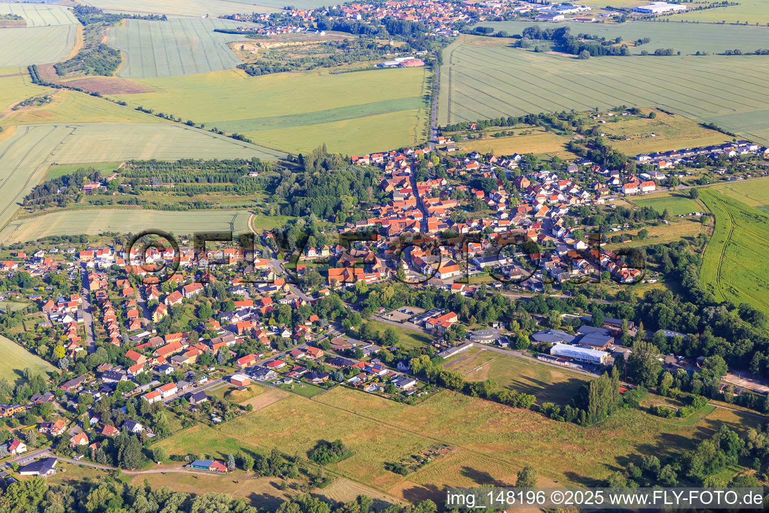 Village view from the east in the district Weddersleben in Thale in the state Saxony-Anhalt, Germany